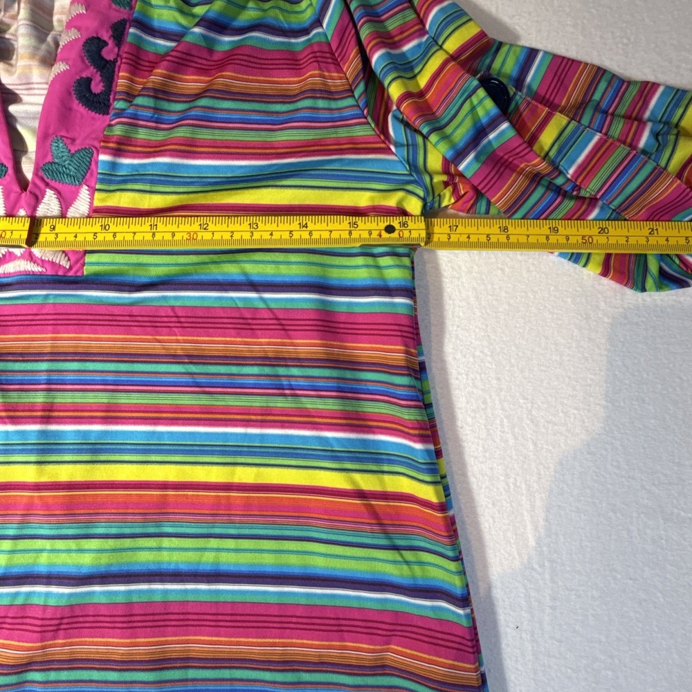 Nanette Lepore Swim Embroidered Tunic Cover Up Dress XS Multicolor Stripe 32" L - Picture 3 of 5